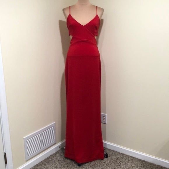 Badgley Mischka Odessa Crossover Cut Out Sides Dress Size 4 - Picture 2 of 11